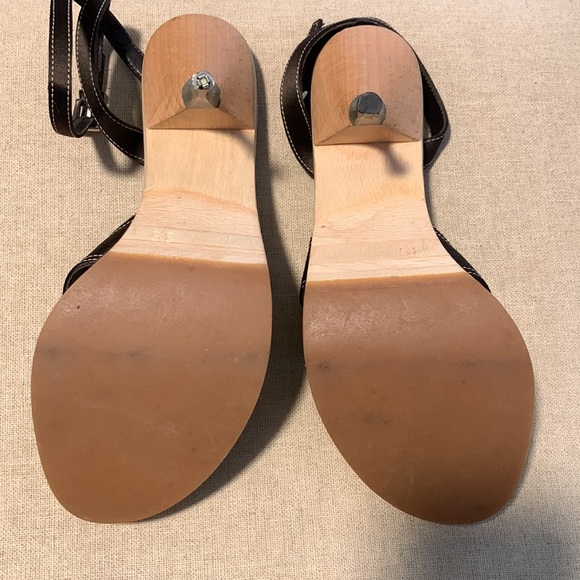 Prada Dark Brown Satin Open Toe Ankle Strap Heels size 39 - Picture 7 of 9